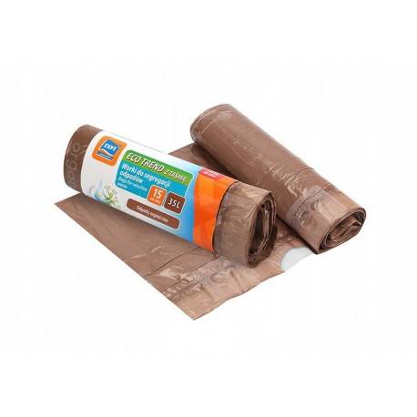 RAVI WORKI NA ŚMIECI ECO BRĄZOWE 35L 15SZT.