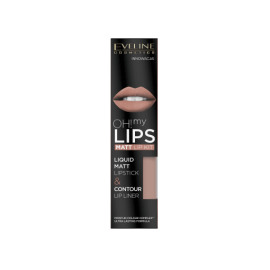 EVELINE POMADKA W PŁYNIE OH MY LIPS 4ML +KREDKA DO UST 01
