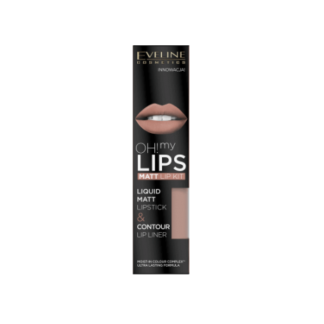 EVELINE POMADKA W PŁYNIE OH MY LIPS 4ML +KREDKA DO UST 01