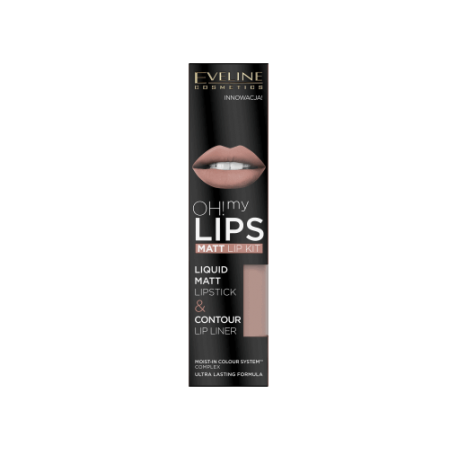EVELINE POMADKA W PŁYNIE OH MY LIPS 4ML +KREDKA DO UST 08