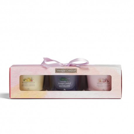 YANKEE CANDLE ART IN THE PARK ZESTAW 3 ŚWIEC MINI PINK CHERRY,LAKEFRONT LODGE,ICED BERRY LEMONADE