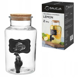 GALICJA SŁOJ SZKLANY LEMON Z KRANIKIEM 2L