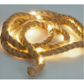 RAVI LAMPKI DEKORACYJNE CHOINKOWE NA SZNURKU JUTOWYM 40LED CIEPŁE BIAŁE 2METROWY