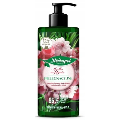 HERBAPOL POLANA PIĘLĘGNACYJNE MYDŁO DO RĄK W PŁYNIE 390ML ROZMARYN WIŚNIA