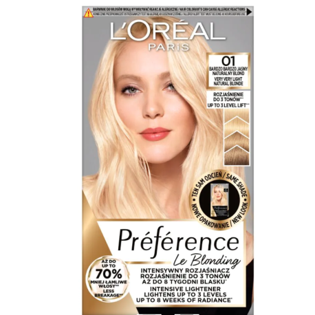 LOREAL PREFERENCE FARBA DO WŁOSÓW 01 BARDZO BARDZO JASNY NAT.BLOND