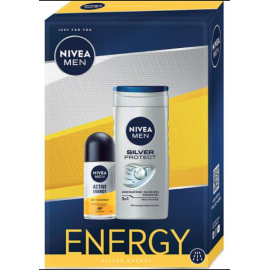 NIVEA ZESTAW PREZENTOWY MĘSKI SILVER ENERGY - ŻEL POD PRYSZNIC 250ML + DEO ROLL-ON