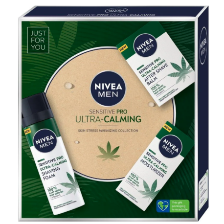 NIVEA ZESTAW PREZENTOWY MĘSKI SENSITIVE PRO ULTRA CALMING KREM75ML+PIANKA DO GOLENIA 200ML+BALSAM PO GOLENIU 100ML
