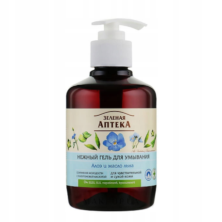 GREEN PHARMACY ŻEL/TWARZY 270ML ALOES, OLEJ LNIANY