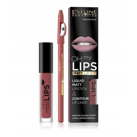 EVELINE POMADKA W PŁYNIE OH MY LIPS 4ML +KREDKA DO UST 15