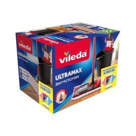 VILEDA MOP PŁASKI I WIADRO ULTRAMAX BOX I ZESTAW 3 ŚCIERECZEK