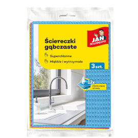 JAN NIEZBĘDNY ŚCIERECZKI GĄBCZASTE ZMYWAK 3SZTUKI