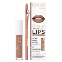 EVELINE OH MY LIPS POMADKA W PŁYNIE 4ML I KREDKA DO UST 14 CHOCO TRUFFLE