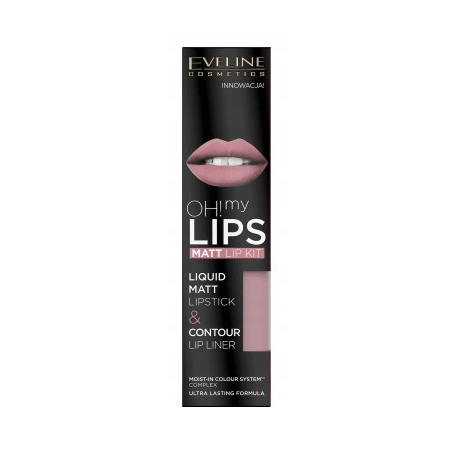 EVELINE POMADKA W PŁYNIE OH MY LIPS 4ML +KREDKA DO UST 03