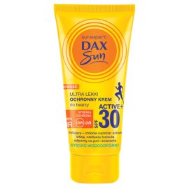 DAX SUN ULTRALEKKI OCHRONNY KREM DO TWARZY SPF 30 ACTIVE+ 50ML KRÓTKA DATA KWIECIEŃ
