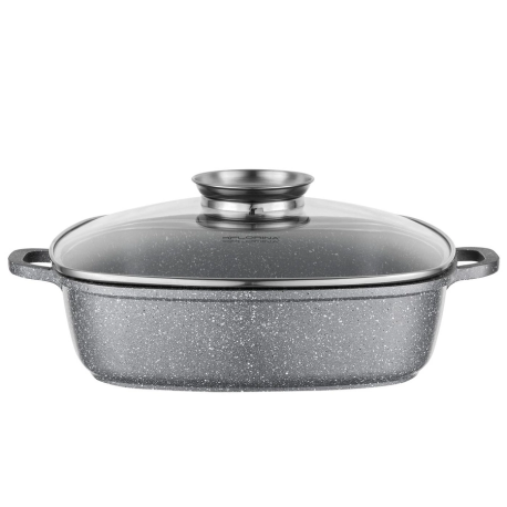 FLORINA BRYTFANNA ALUMINIOWA NISKA KWADRAT LAVA 28X7,5CM 3,5L Z/P SZARA MG