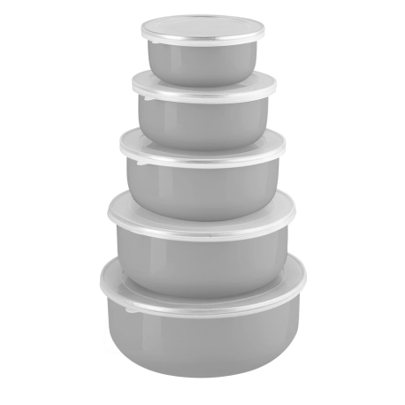 FLORINA POJEMNIKI EMALIOWANE Z POKRYWKĄ GŁADKIE 10-18CM