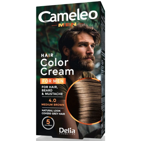 DELIA CAMELEO MEN FARBA DO BRODY I WĄSÓW MEDIUM BROWN 4.0 