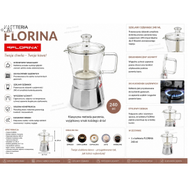 FLORINA KAWIARKA DO ESPRESSO SZKLANA LUMIRA NA 6FILIŻANEK INDUKCJA
