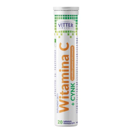 VITTER BLUE WITAMINA C + CYNK 20 TABL MUS. POMARAŃCZ