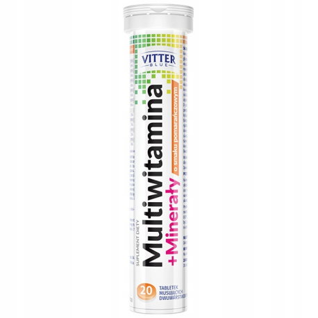 VITTER BLUE MULTIWITAMINA+MINERAŁY *20TABL. MUSUJĄCH O SMAKU POMARAŃCZOWYM